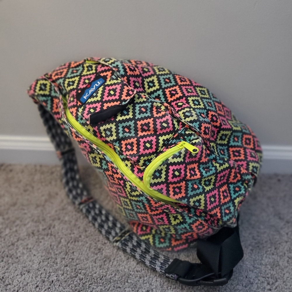 Kavu 80s Style Multicolor Patterned Rope Bag Backpack